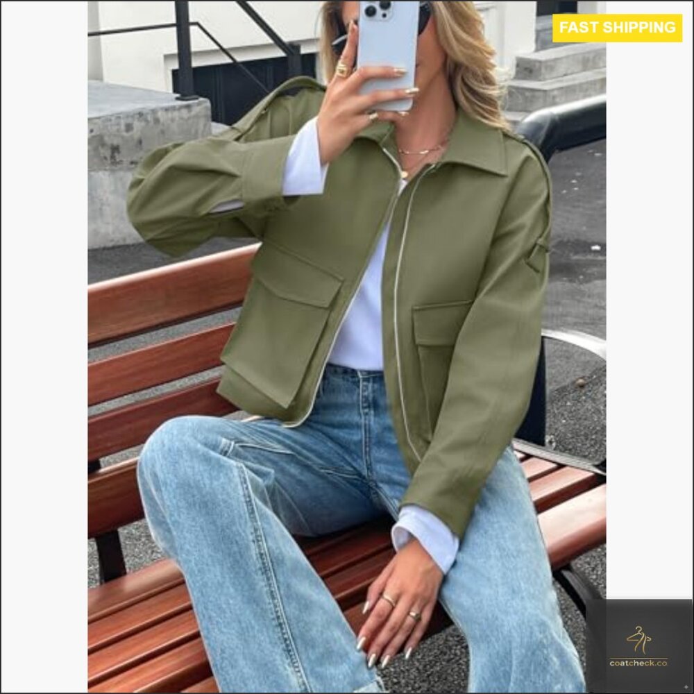 Cropped Utility Jacket With Pockets, Lightweight … - image 5